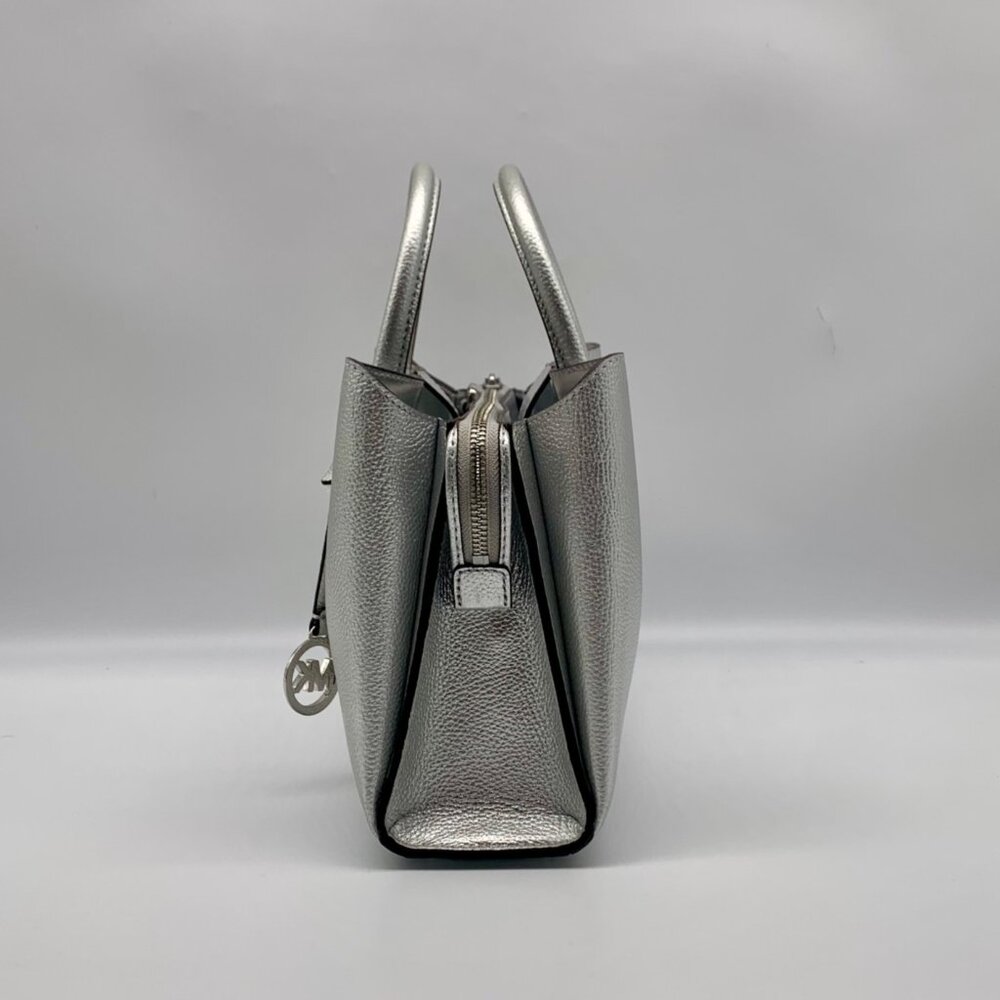 Michael Kors Silver Pebbled Leather Small Ruthie Satchel - Picture 3 of 12